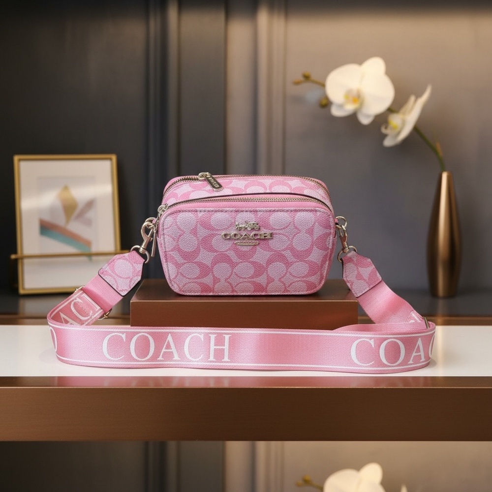 COACH Pink Signature Canvas Crossbody Camera Bag not Authentic​